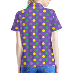 Mardi Gras Polka Dot Pattern Print Women's Polo Shirt