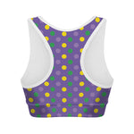 Mardi Gras Polka Dot Pattern Print Women's Sports Bra