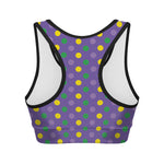 Mardi Gras Polka Dot Pattern Print Women's Sports Bra