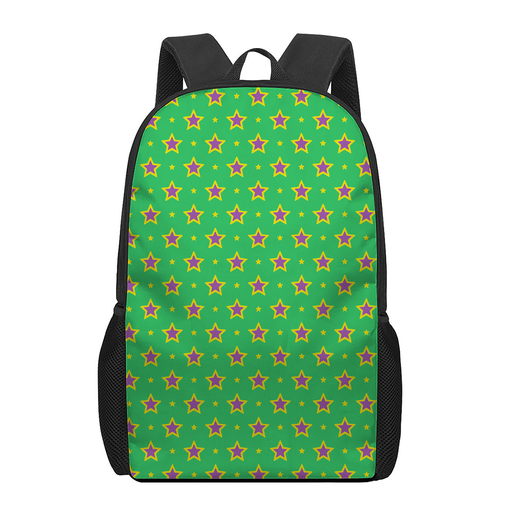 Mardi Gras Star Pattern Print 17 Inch Backpack