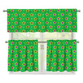 Mardi Gras Star Pattern Print 3 Piece Kitchen Curtains