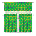Mardi Gras Star Pattern Print 3 Piece Kitchen Curtains