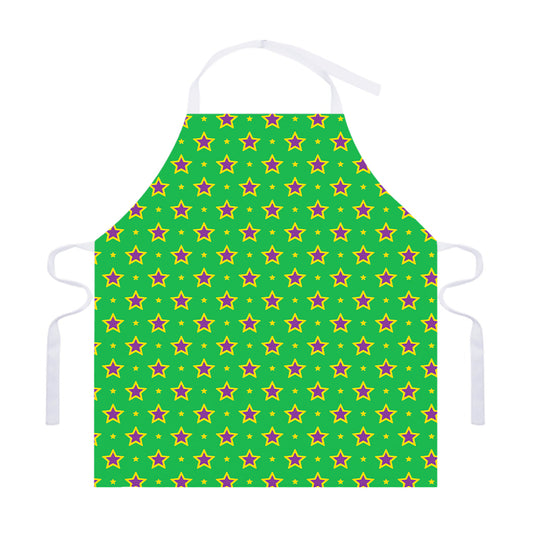 Mardi Gras Star Pattern Print Adjustable Apron
