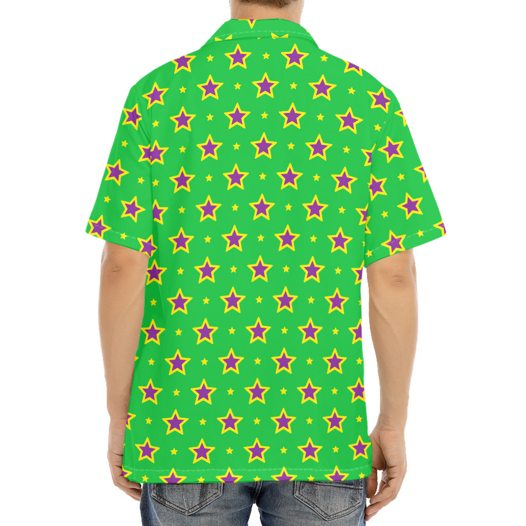 Mardi Gras Star Pattern Print Aloha Shirt