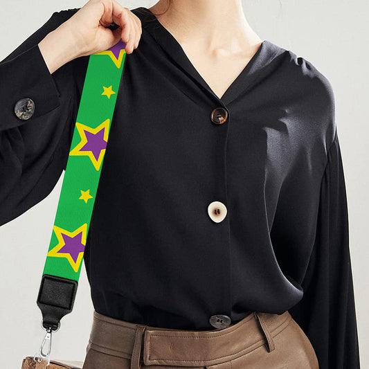 Mardi Gras Star Pattern Print Bag Strap