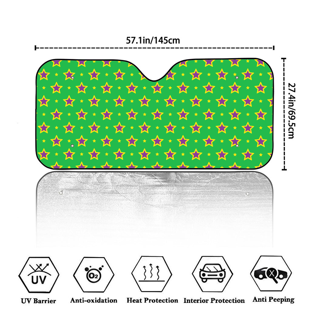 Mardi Gras Star Pattern Print Car Windshield Sun Shade