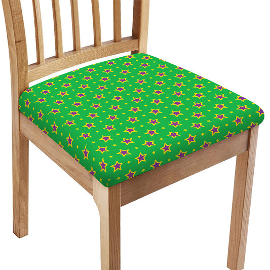 Mardi Gras Star Pattern Print Chair Cushion Cover