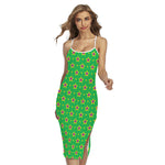 Mardi Gras Star Pattern Print Cross Back Cami Dress