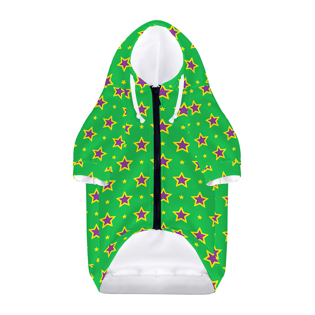 Mardi Gras Star Pattern Print Dog Zip Up Hoodie