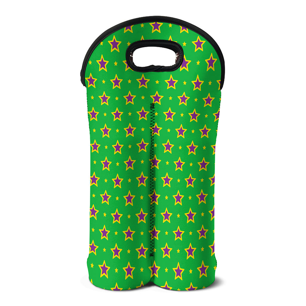 Mardi Gras Star Pattern Print Double Neoprene Wine Tote