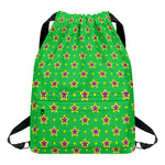 Mardi Gras Star Pattern Print Drawstring Backpack