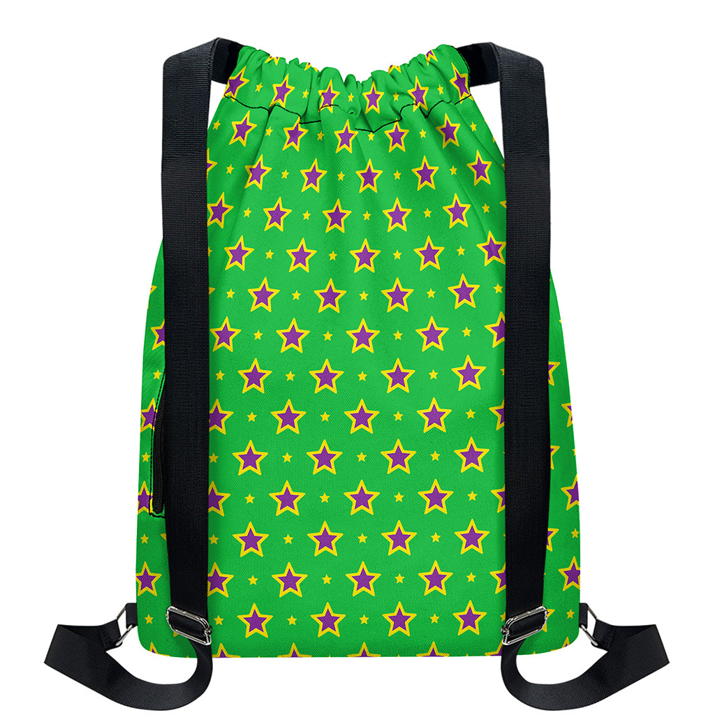 Mardi Gras Star Pattern Print Drawstring Backpack