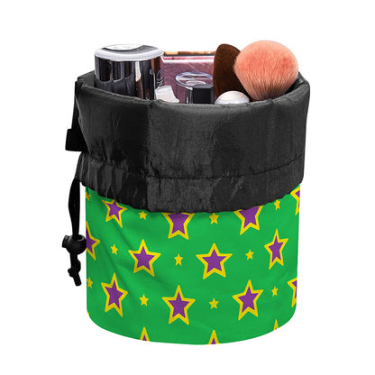 Mardi Gras Star Pattern Print Drawstring Makeup Bag