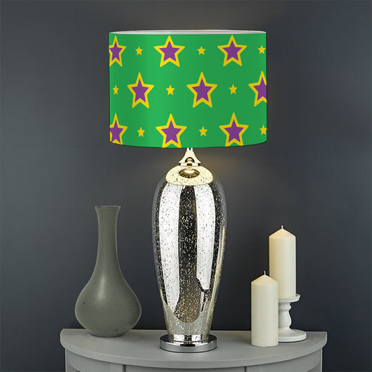 Mardi Gras Star Pattern Print Drum Lamp Shade