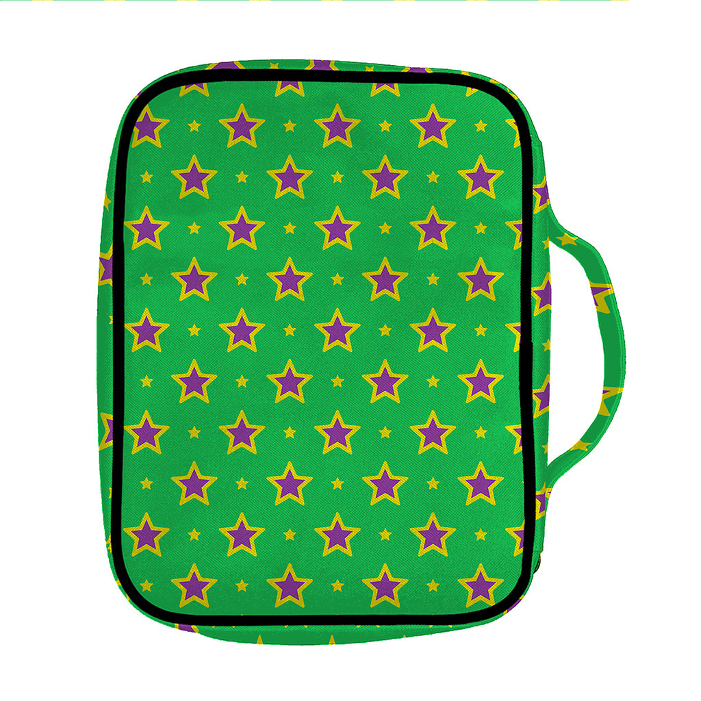 Mardi Gras Star Pattern Print Front Pocket Bible Bag