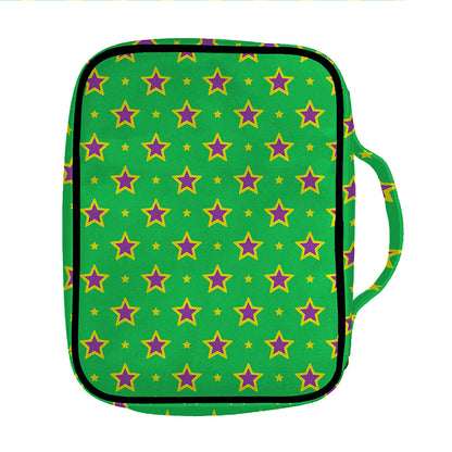Mardi Gras Star Pattern Print Front Pocket Bible Bag