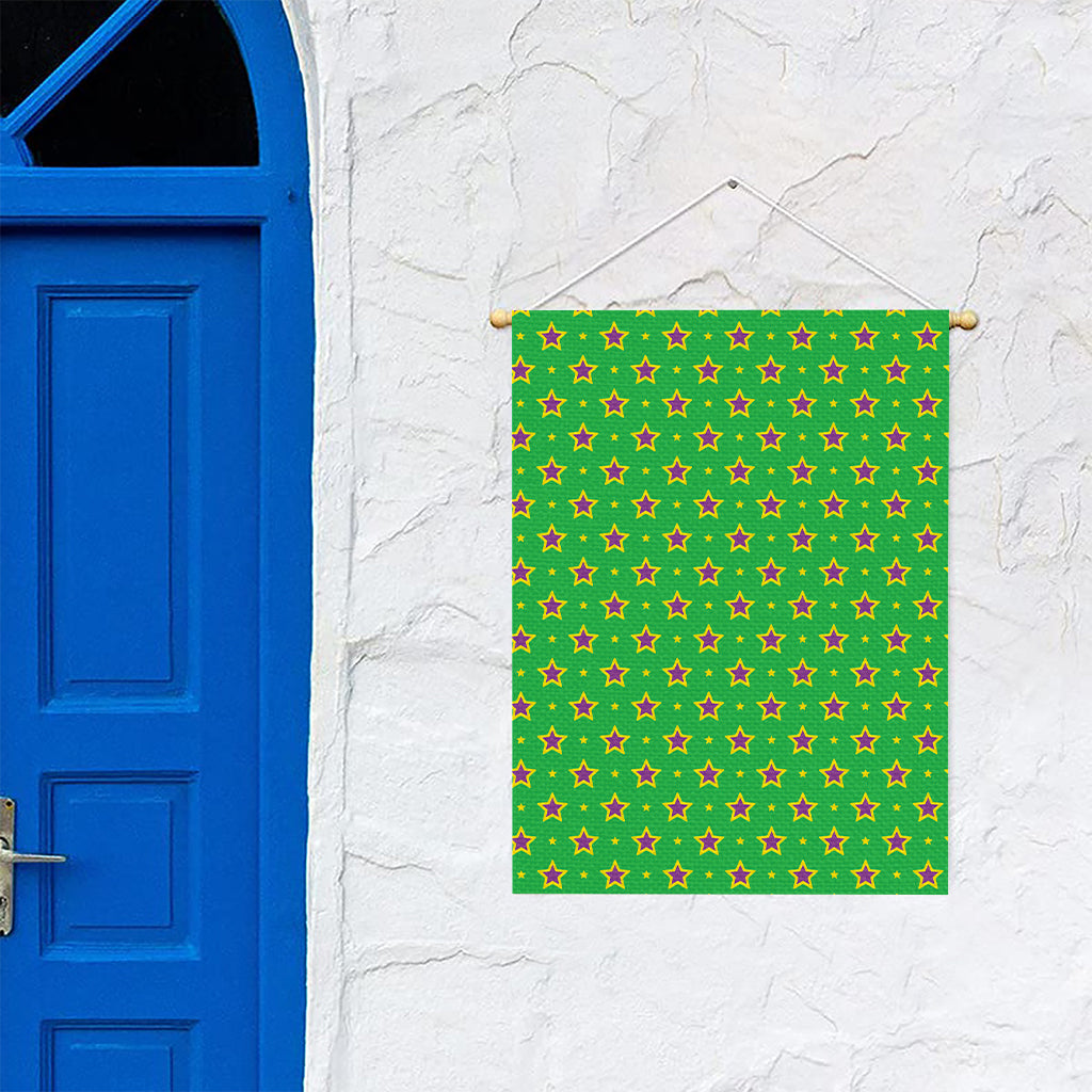 Mardi Gras Star Pattern Print Garden Flag