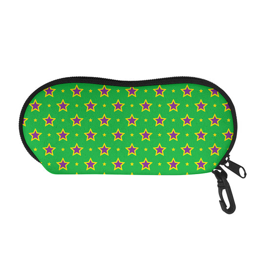 Mardi Gras Star Pattern Print Glasses Case