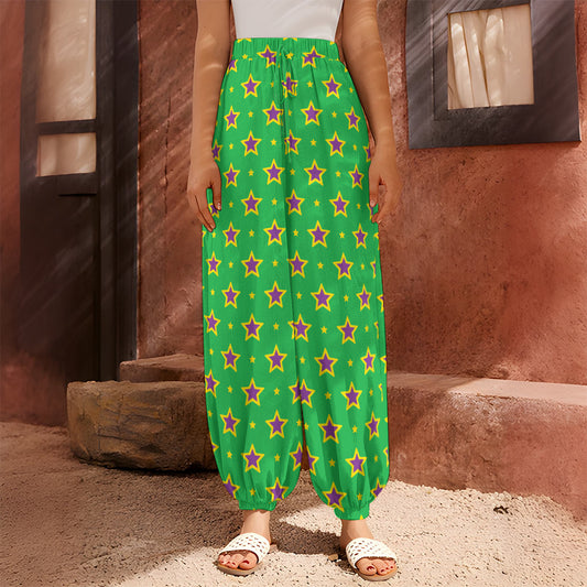 Mardi Gras Star Pattern Print Harem Pants