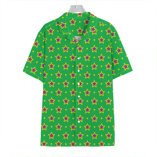 Mardi Gras Star Pattern Print Hawaiian Shirt