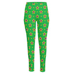 Mardi Gras Star Pattern Print High-Waisted Pocket Leggings