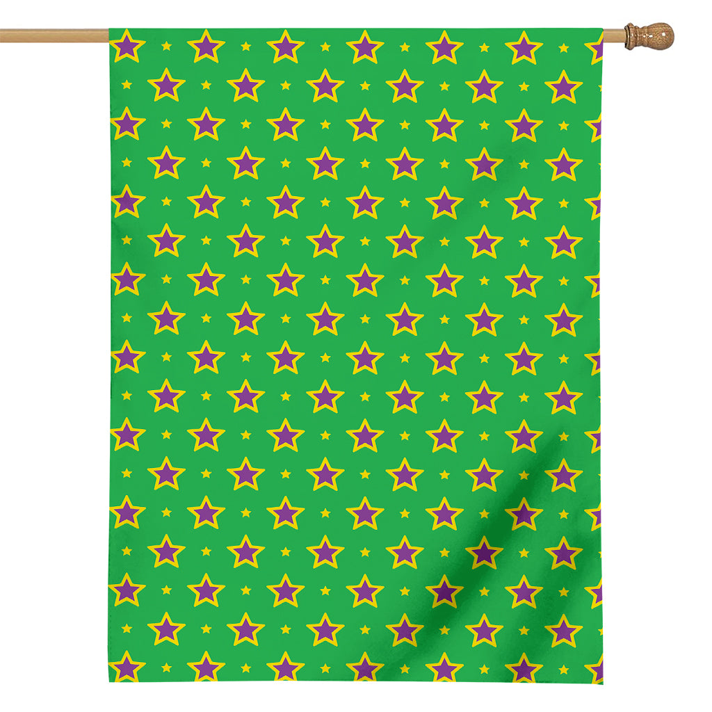 Mardi Gras Star Pattern Print House Flag