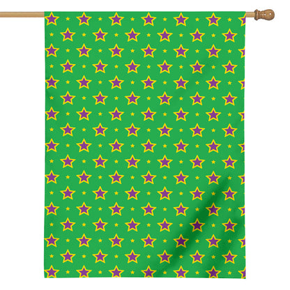 Mardi Gras Star Pattern Print House Flag