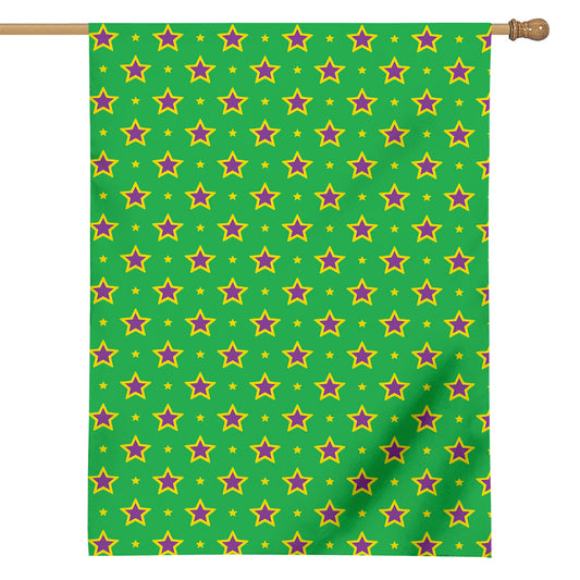 Mardi Gras Star Pattern Print House Flag