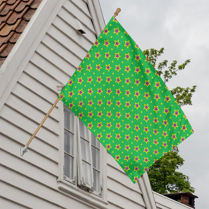 Mardi Gras Star Pattern Print House Flag
