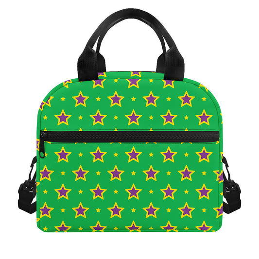 Mardi Gras Star Pattern Print Insulated Lunch Bag