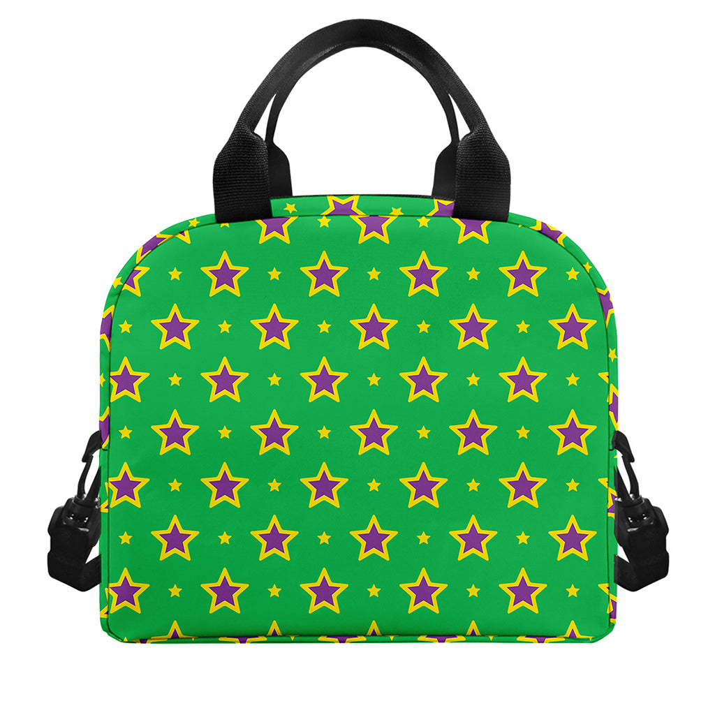 Mardi Gras Star Pattern Print Insulated Lunch Bag