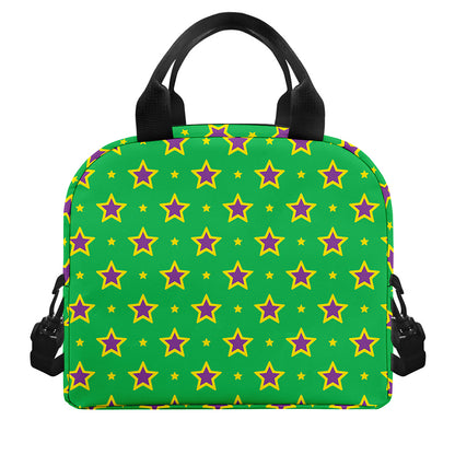 Mardi Gras Star Pattern Print Insulated Lunch Bag