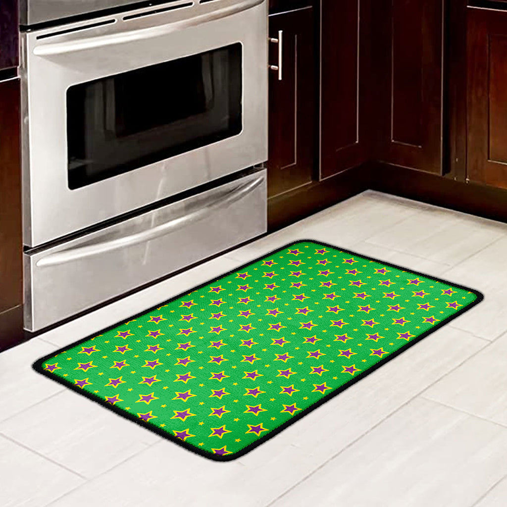 Mardi Gras Star Pattern Print Kitchen Mat