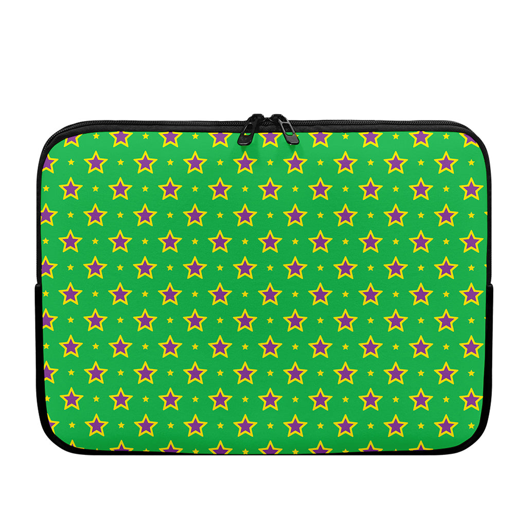 Mardi Gras Star Pattern Print Laptop Sleeve
