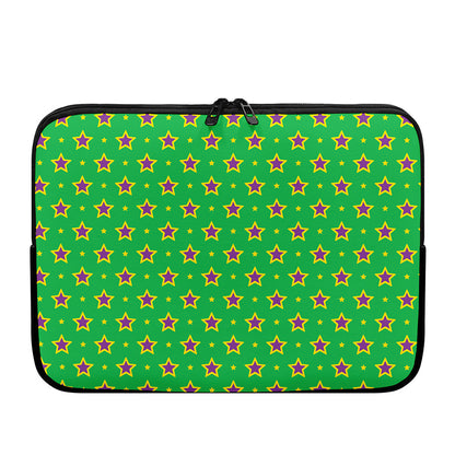 Mardi Gras Star Pattern Print Laptop Sleeve