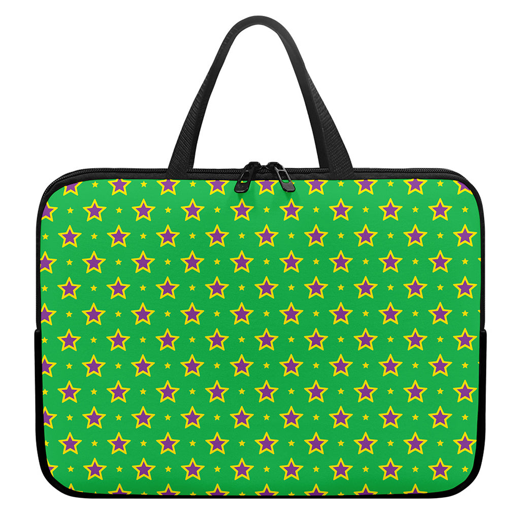 Mardi Gras Star Pattern Print Laptop Sleeve With Handle