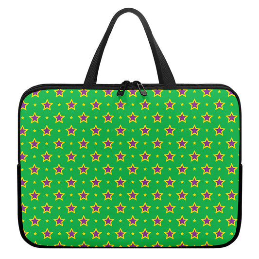 Mardi Gras Star Pattern Print Laptop Sleeve With Handle