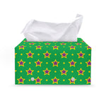 Mardi Gras Star Pattern Print Leather Tissue Box Cover