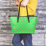 Mardi Gras Star Pattern Print Leather Tote Bag