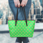 Mardi Gras Star Pattern Print Leather Tote Bag