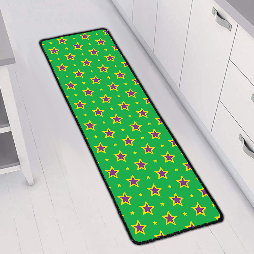 Mardi Gras Star Pattern Print Long Kitchen Mat