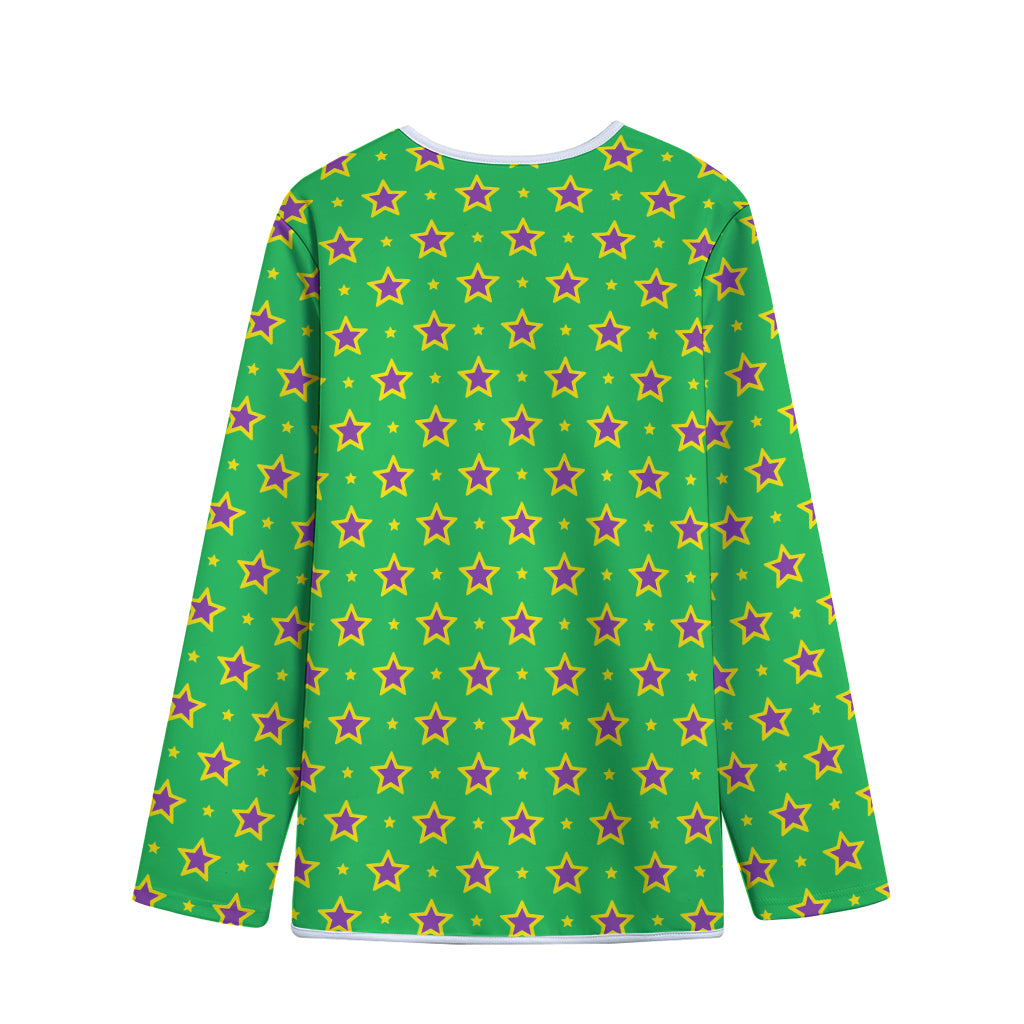 Mardi Gras Star Pattern Print Long Sleeve Short Coat