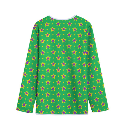 Mardi Gras Star Pattern Print Long Sleeve Short Coat