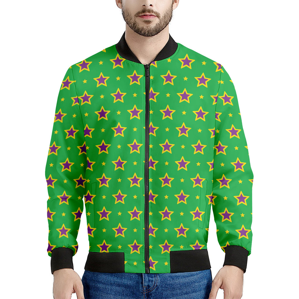 Mardi Gras Star Pattern Print Men's Bomber Jacket