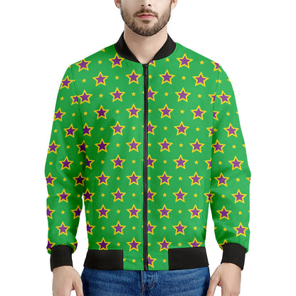 Mardi Gras Star Pattern Print Men's Bomber Jacket