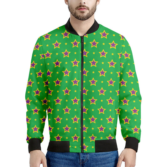 Mardi Gras Star Pattern Print Men's Bomber Jacket