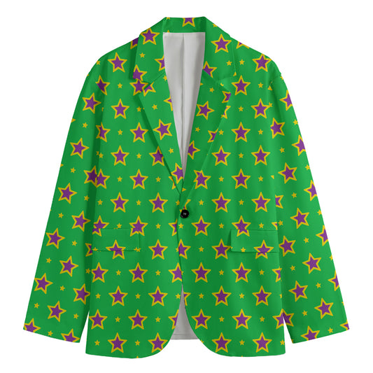 Mardi Gras Star Pattern Print Men's Cotton Blazer
