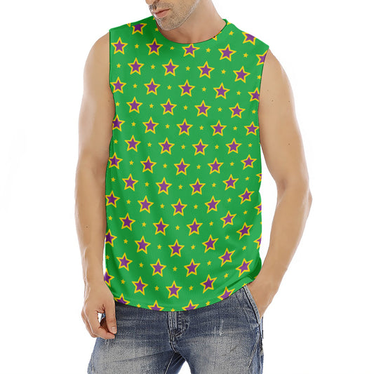 Mardi Gras Star Pattern Print Men's Fitness Tank Top