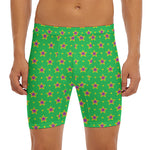 Mardi Gras Star Pattern Print Men's Long Boxer Briefs