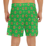 Mardi Gras Star Pattern Print Men's Split Running Shorts